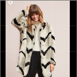 Anthropologie Chevon Faux Fur Coat - Medium